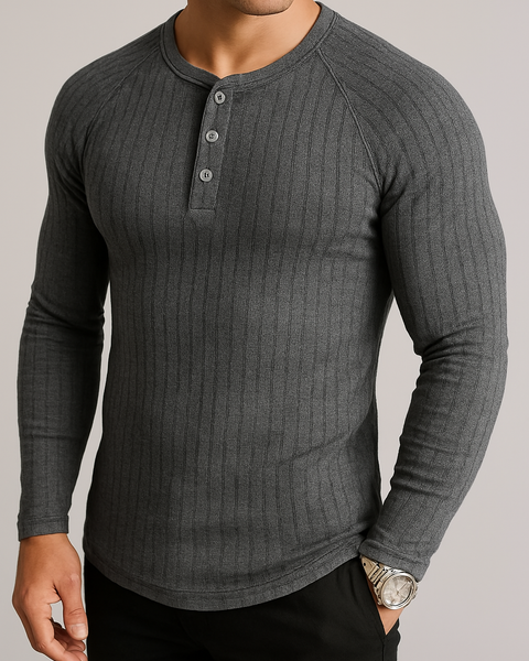 Orlando Beaumont — Men's Full Size Ribbed Round Neck Long Sleeve T-Shirt Plus Size, alternate view 3