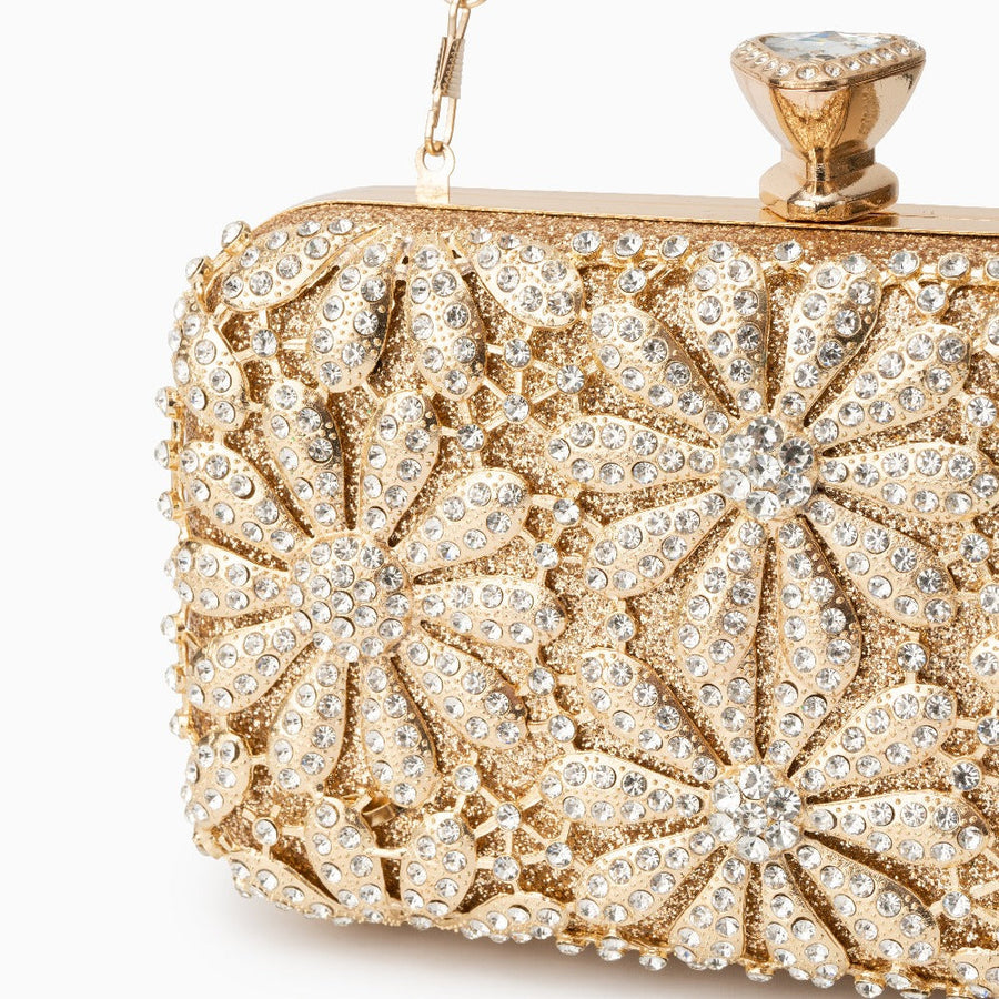 Flower Rhinestones Clutch Bag - Opulent Empire