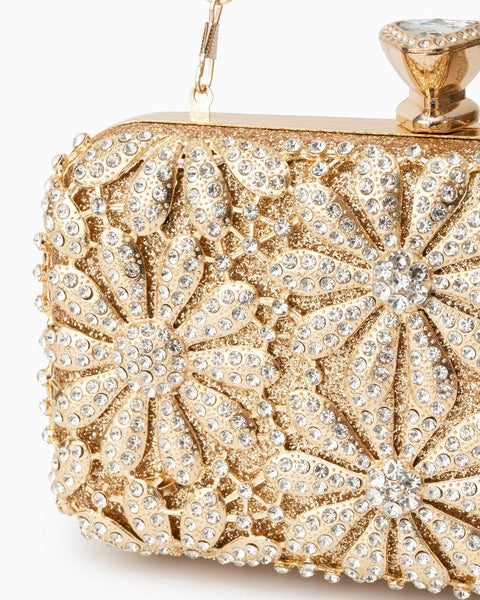 Flower Rhinestones Clutch Bag