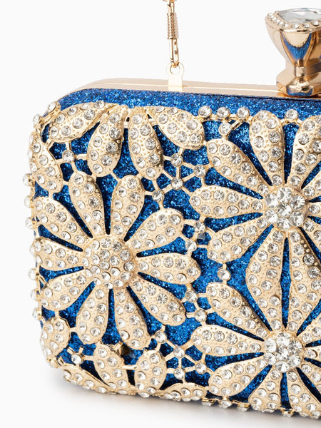 Flower Rhinestones Clutch Bag - Opulent Empire