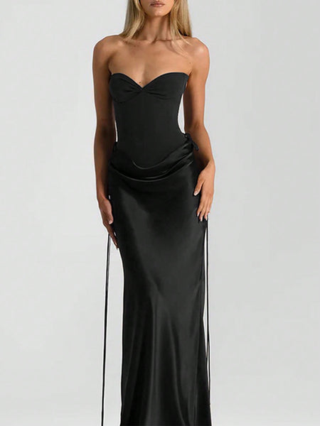 Trägerloses gerafftes Bodycon-Kleidset