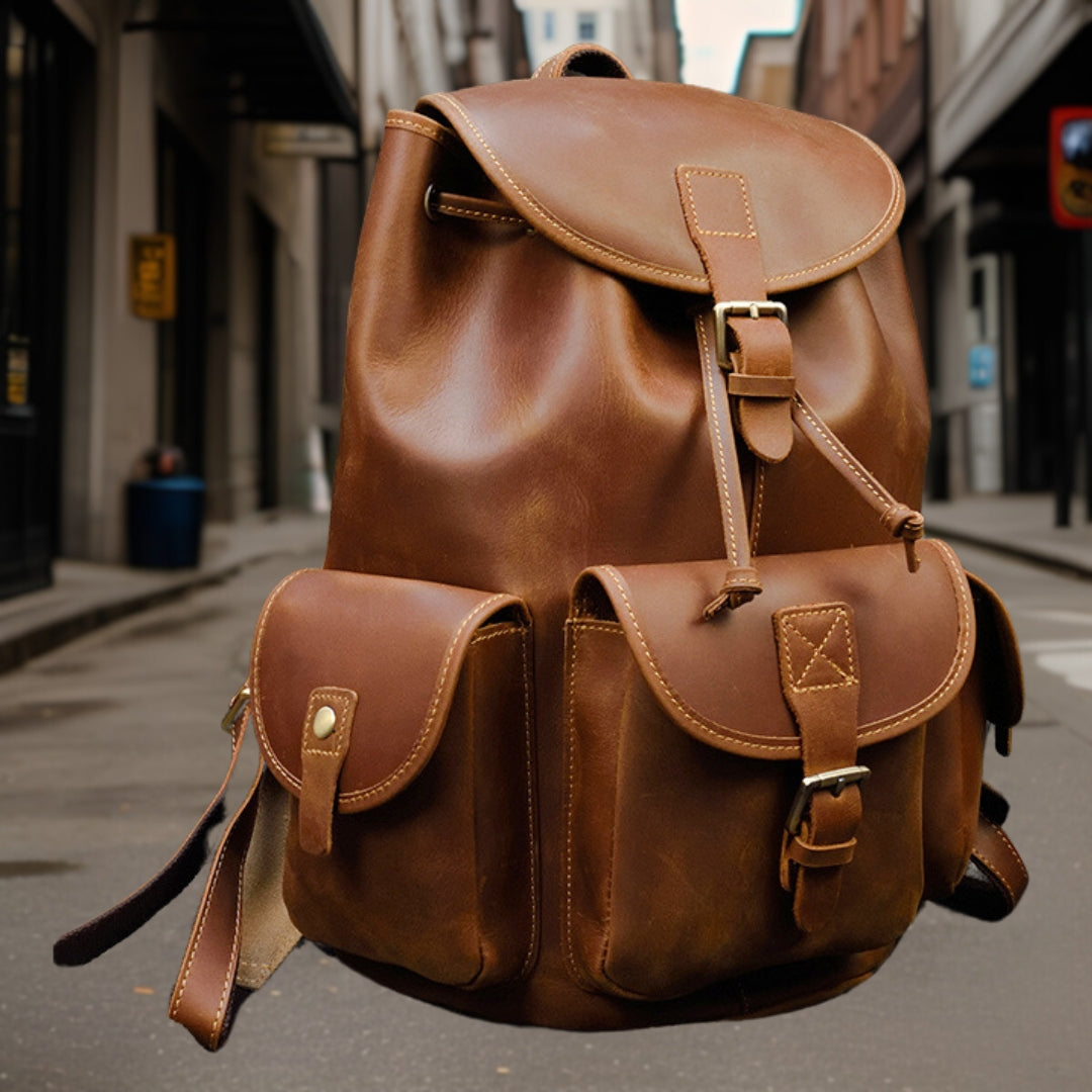 Daniel™ — Classic Premium Leather Backpack Men's Statement Handbag, alternate view 4