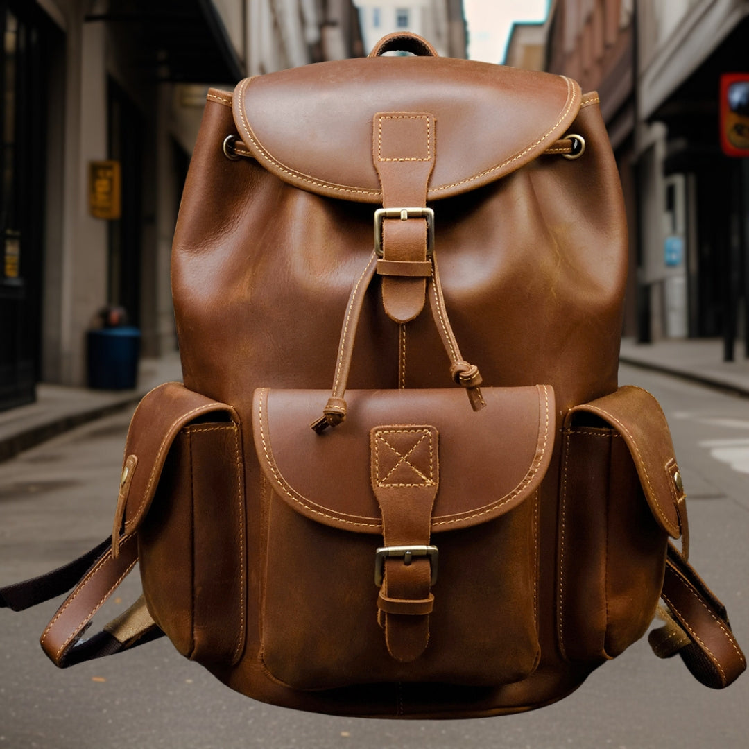 Daniel™ — Classic Premium Leather Backpack Men's Statement Handbag, alternate view 5
