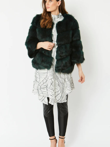 Dark Green Faux Fur Ella Coat-1