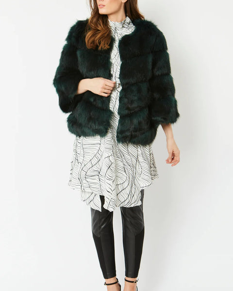 Dark Green Faux Fur Ella Coat-1