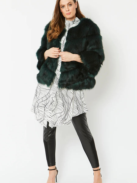 Dark Green Faux Fur Ella Coat-0
