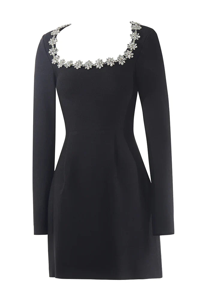 Kalystra™ | Square Neck Crystal Rhinestone Dress - Opulent Empire