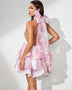 Slim Bow Tie Knot and Puff Style Skirt with Open Back