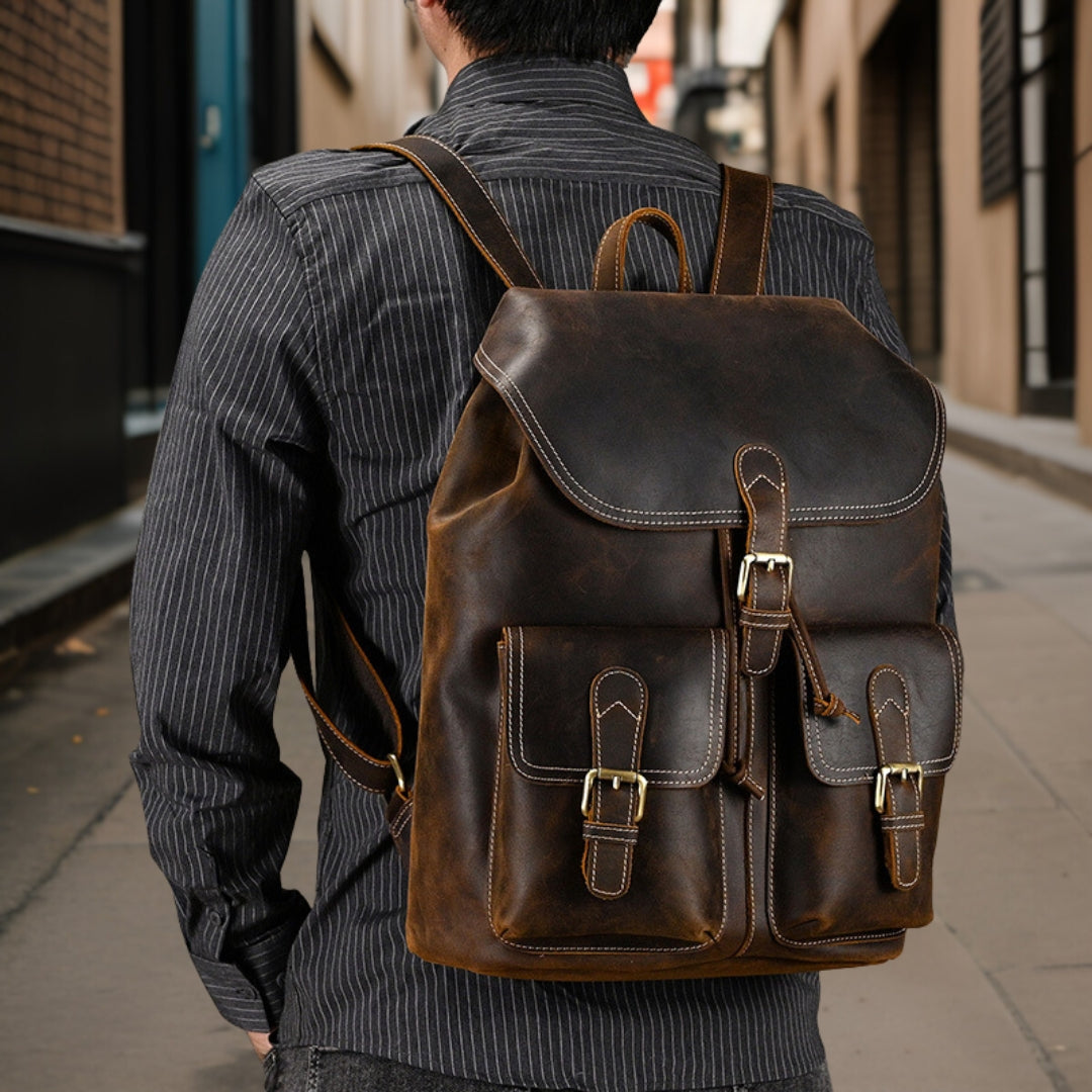 Elijah™ — Stylish Leather Backpack Men's Statement Handbag, alternate view 7