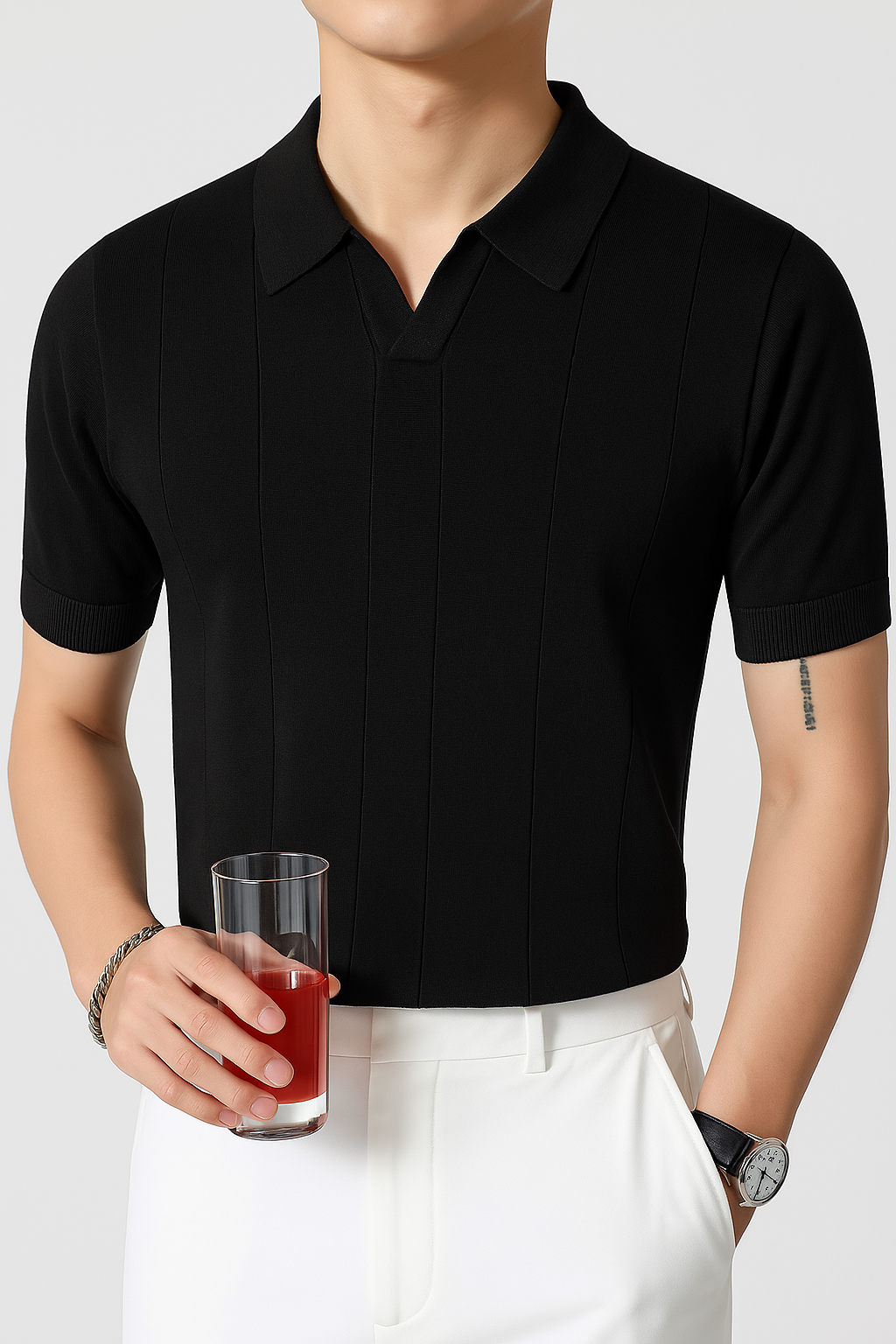 Maximilian Beaumont — Men's Plus Size Collared Neck Short Sleeve Polo Men's Tailored Shorts, alternate view 2