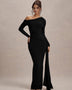 Slanted Shoulder Ruffle Drape Maxi Dress