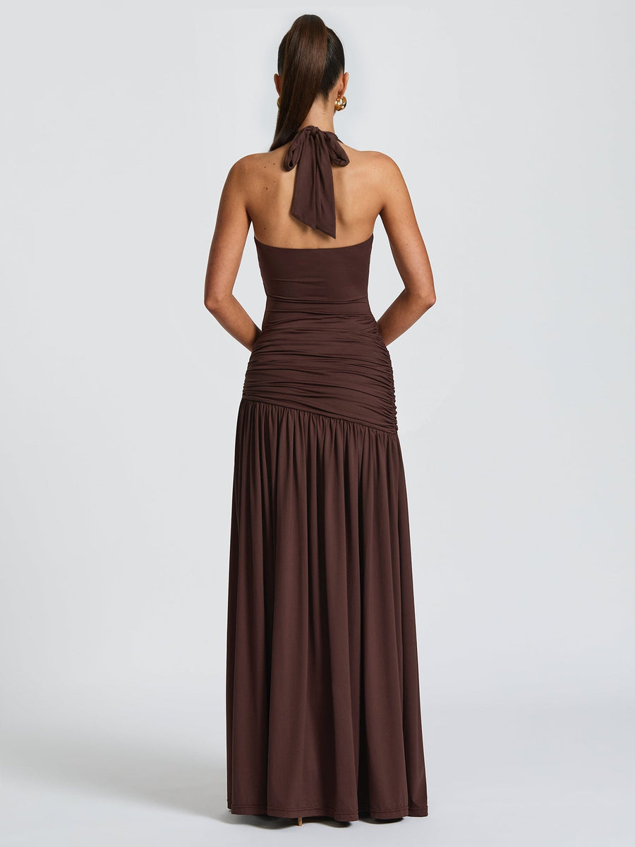 Kleid-Set mit tiefem Ausschnitt, Raffung und hohem Schlitz