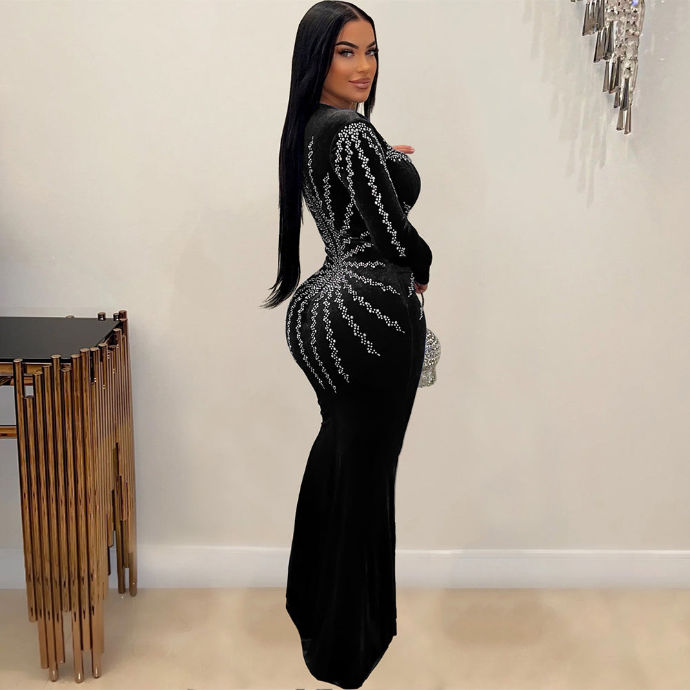 Indigo Lefèvre — Long Sleeve Maxi Dress with Deep Slit FA41040, alternate view 2