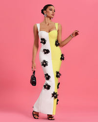 Véronique Beaumont — Floral Applique Colorblock Bandage Dress, alternate view 5