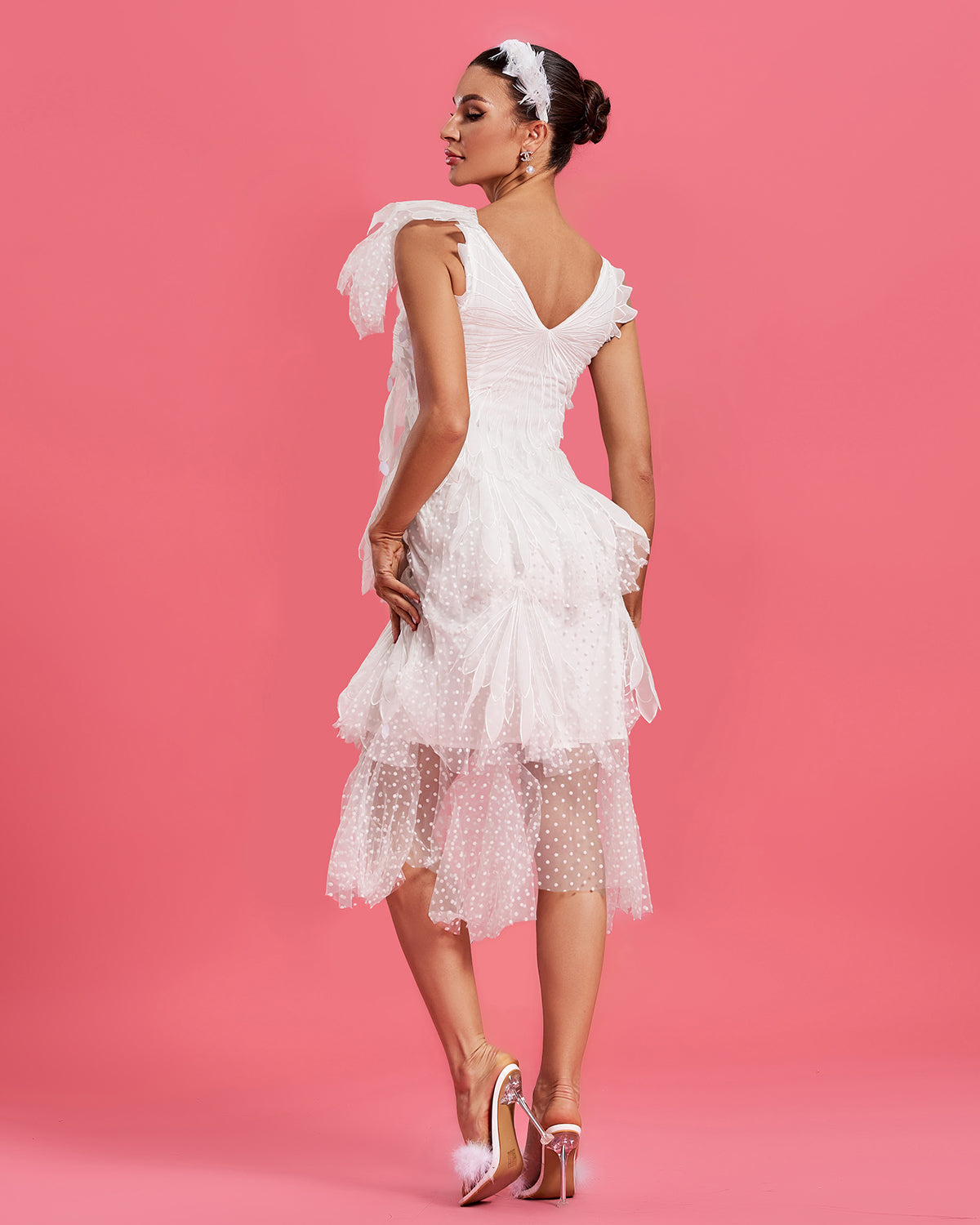 Reese Duvall — Romantic Asymmetric Midi Dress with Rhythmic Movement, alternate view 3