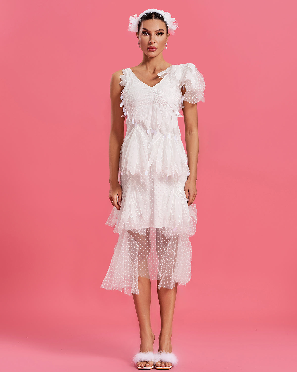 Reese Duvall — Romantic Asymmetric Midi Dress with Rhythmic Movement, alternate view 2