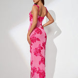 3D Floral Embroidered Knot-strap Maxi Dress - Opulent Empire