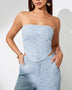 Two-piece sky blue sparkling ensemble