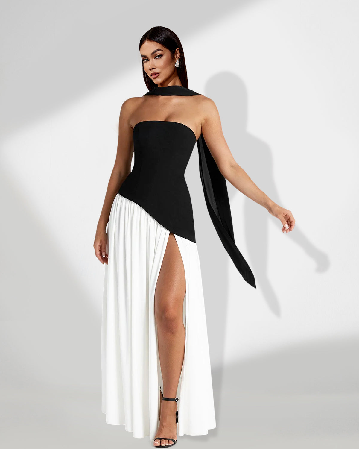 Sienna Delacroix — Contrasted Cut Dress with Slit