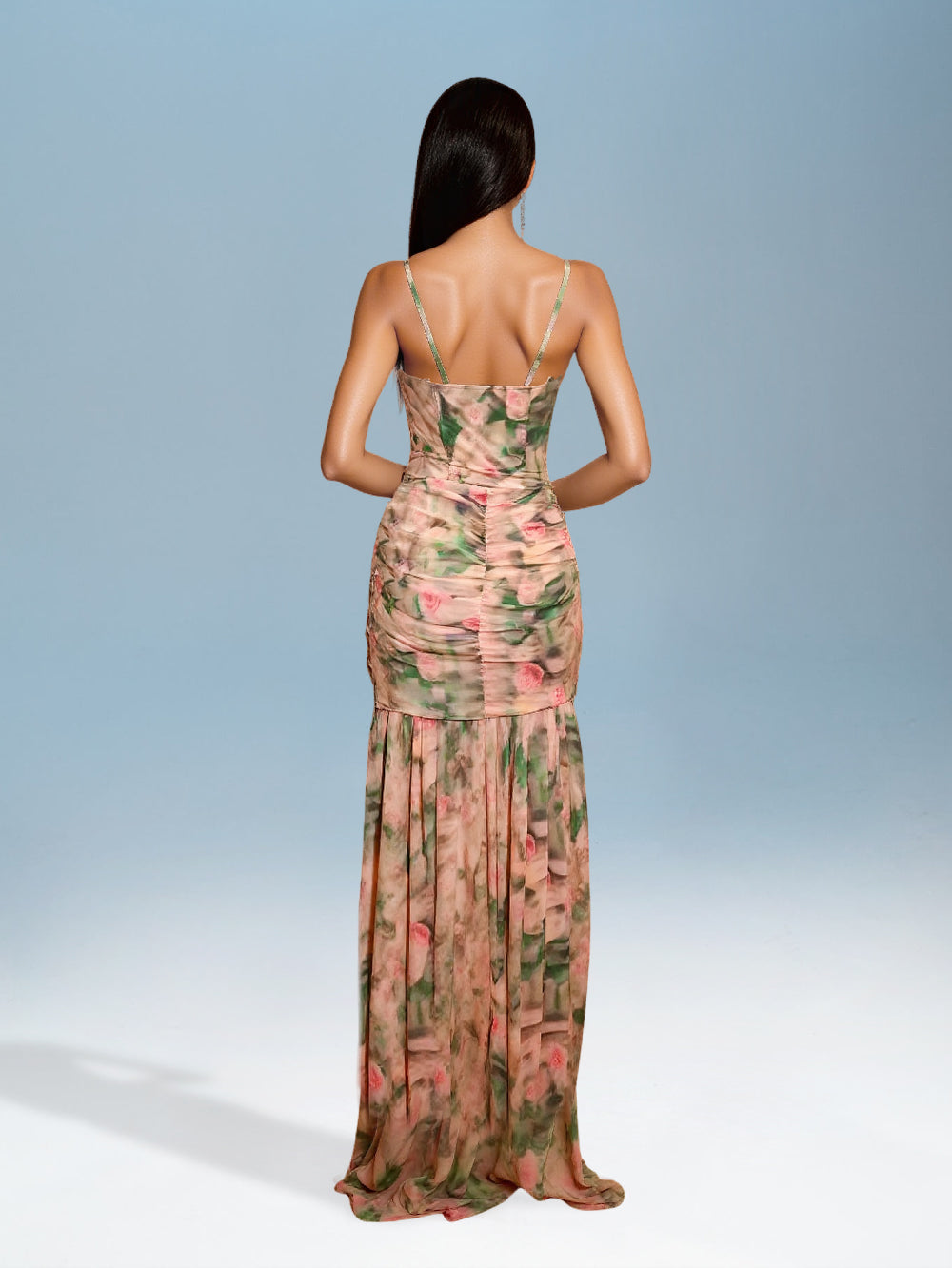 Genevra Delacroix — Holiday Dress with Floral Print and Slit, alternate view 3