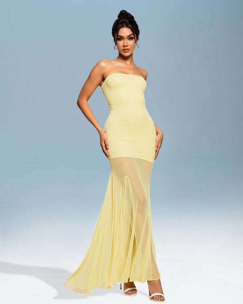 Solid Color Mesh Bustier Dress