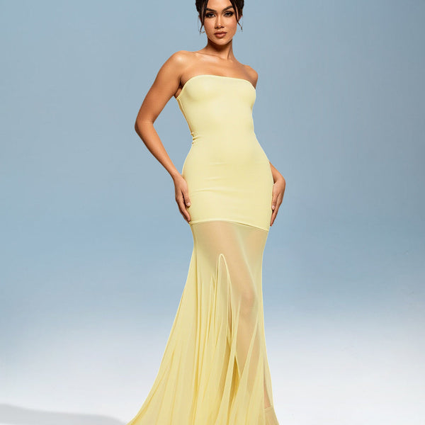 Solid Color Mesh Bustier Dress