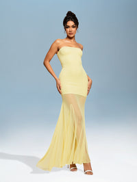 Yseult Bellamy — Solid Color Mesh Bustier Dress