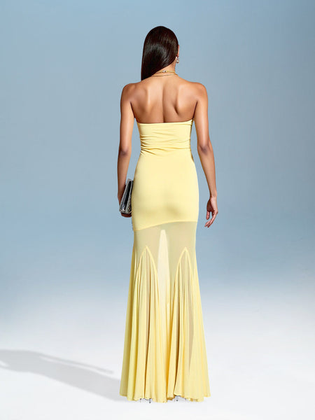 Solid Color Mesh Bustier Dress