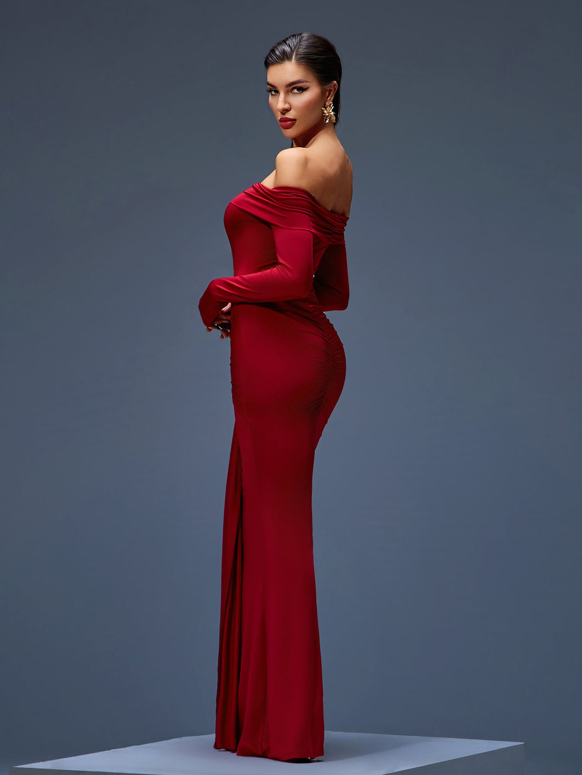 Gray Rousseau — Elegant Off-Shoulder Ruched Maxi Mermaid Dress for Stunning Occasions, alternate view 5