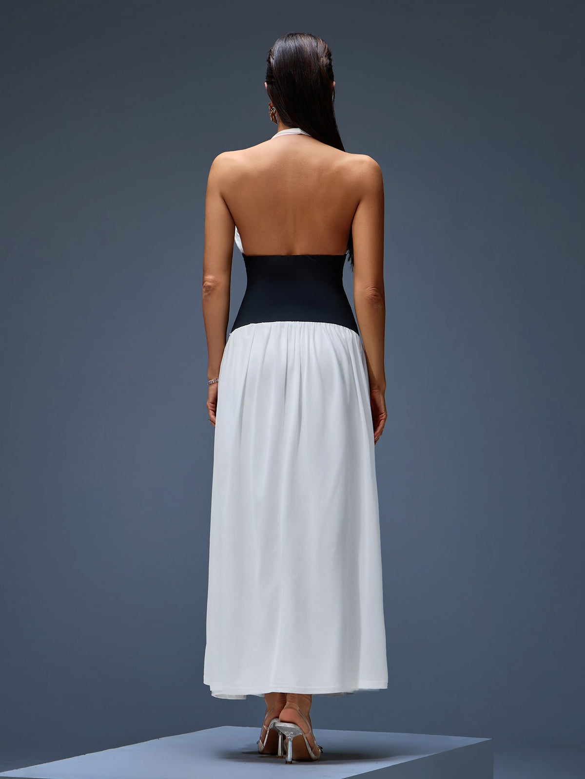 Ivory Rousseau — Maxi dress with contrasting corset and halter style, alternate view 6