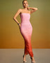 Elegant Gradient Pleated Dress with Open Back