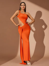 Odette Fontaine — Asymmetric Draped Maxi Vacation Dress