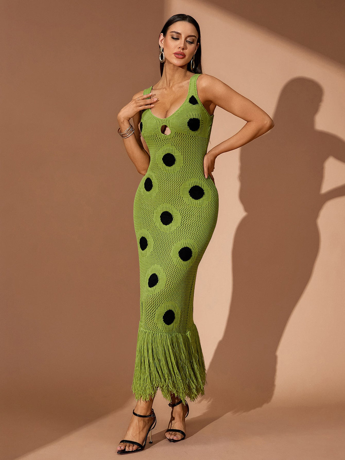 Colette Fontaine — Tassel Hemline Cutout Knit Maxi Dress, alternate view 6