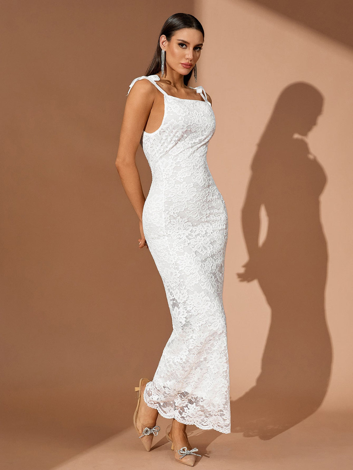 Genevra Rivière — Lace Trim Straps Casual Maxi Dress, alternate view 3