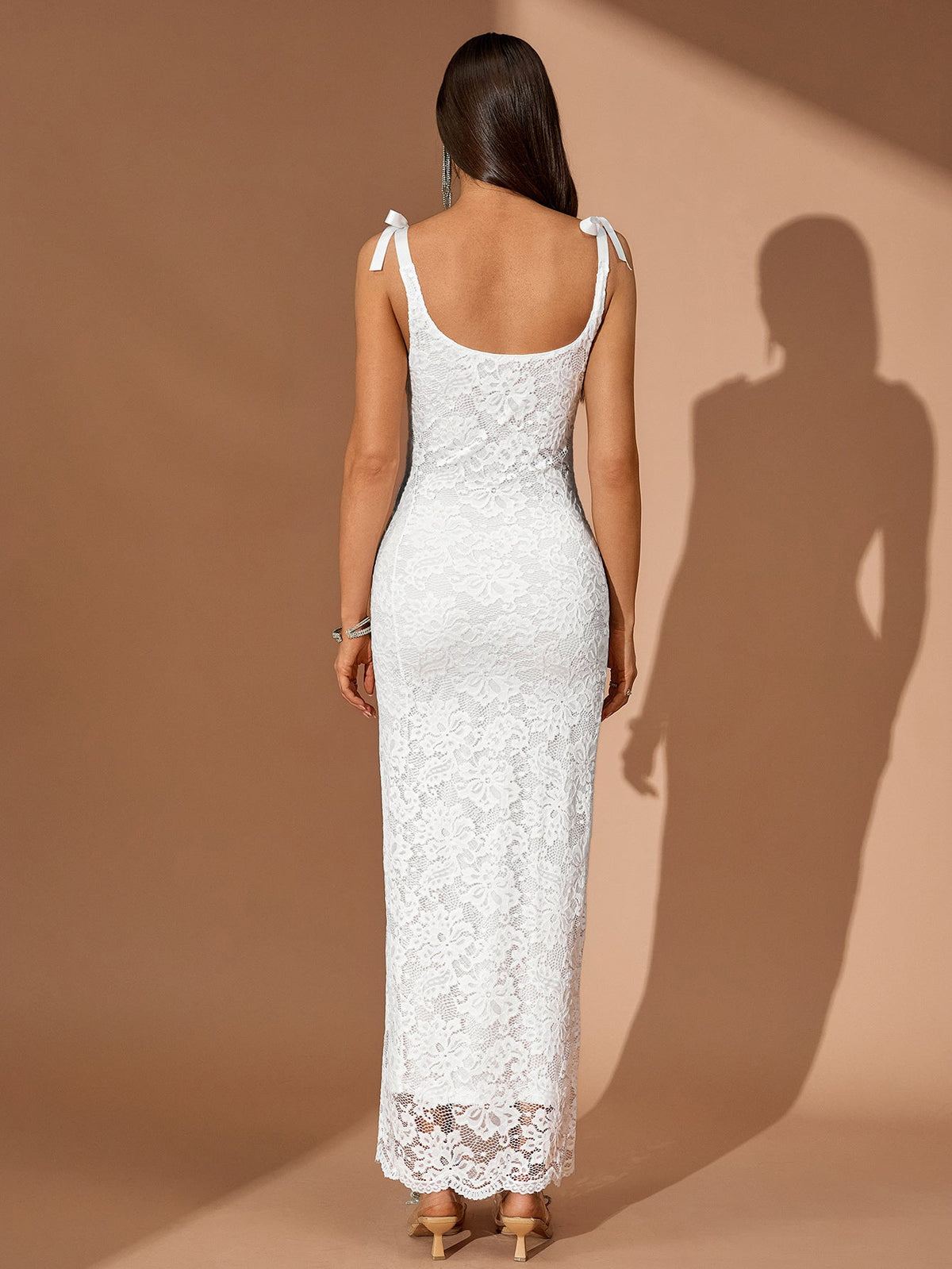Genevra Rivière — Lace Trim Straps Casual Maxi Dress, alternate view 4