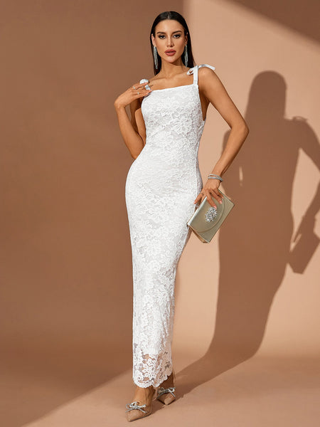 Lace Trim Straps Casual Maxi Dress