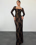 Slanted Shoulder Lace Corset Maxi Dress