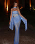 Transparentes Paillettenkleid mit Cut-Outs und Halstuch