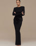 Figurbetontes Maxikleid mit Rundhalsausschnitt und Rüschen