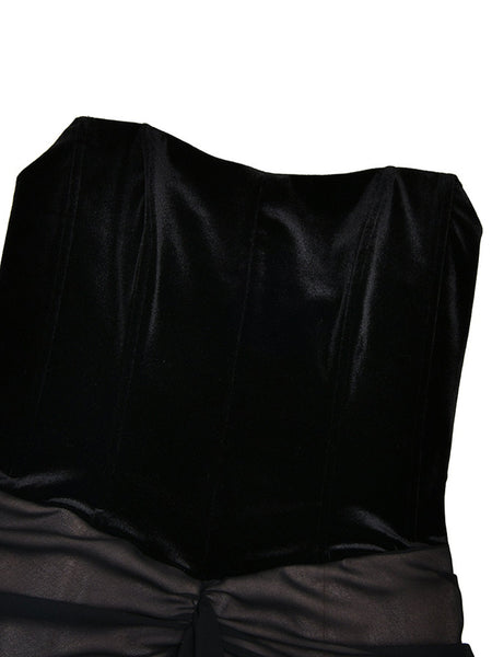 Trägerloses, gerafftes Meerjungfrauenkleid mit Flicken