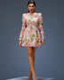 Short flowing dress with floral appliqué for an elegant and trendy style