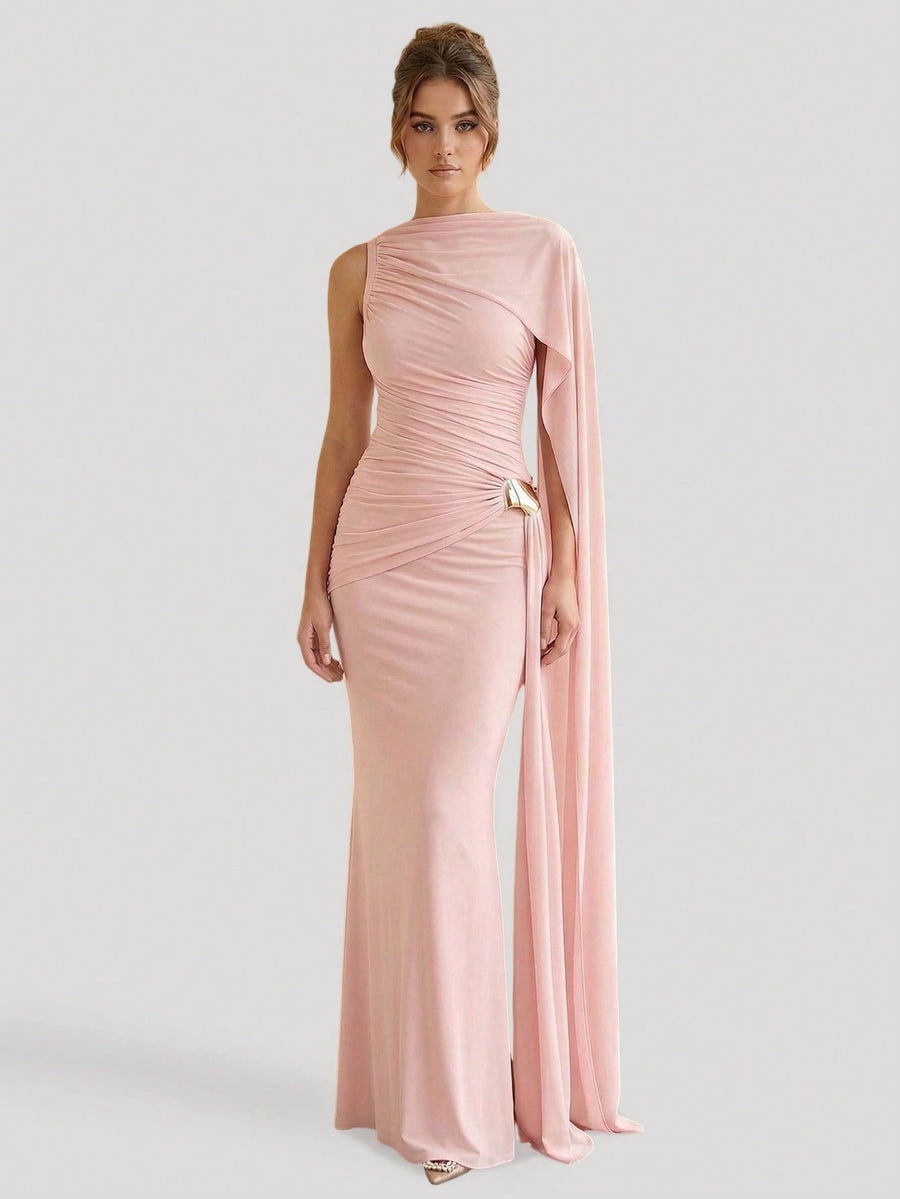 Quinn Siena — Elegant Pleated Ribbon Maxi Dress
