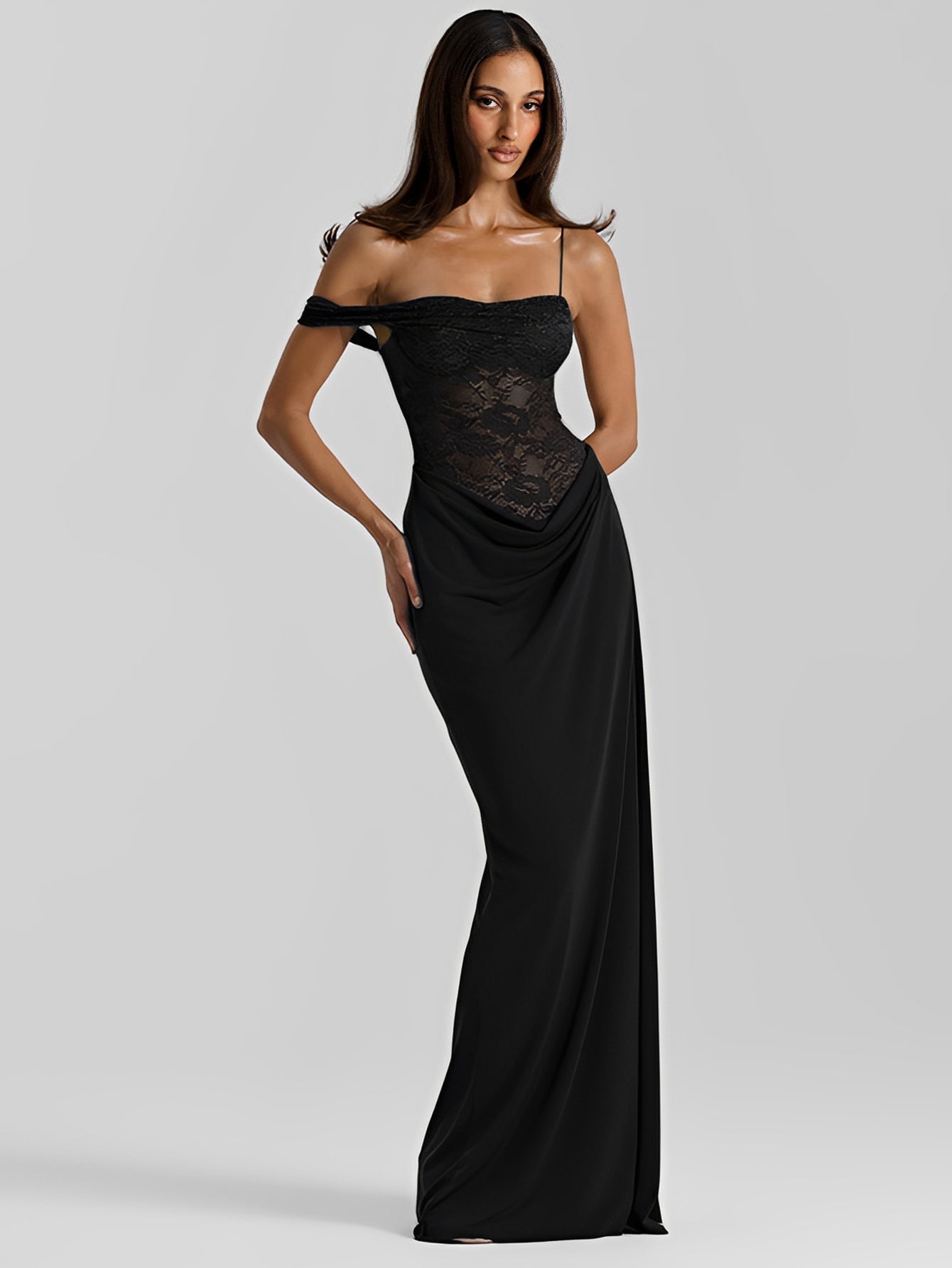 Marlowe Siena — Sexy Lace Patchwork Sheer Maxi Dress, alternate view 4