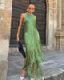 Halter Sleeveless Tassels Maxi Dress