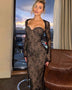 Set aus Schal-Top und trägerlosem Spitzen-Bodycon-Kleid