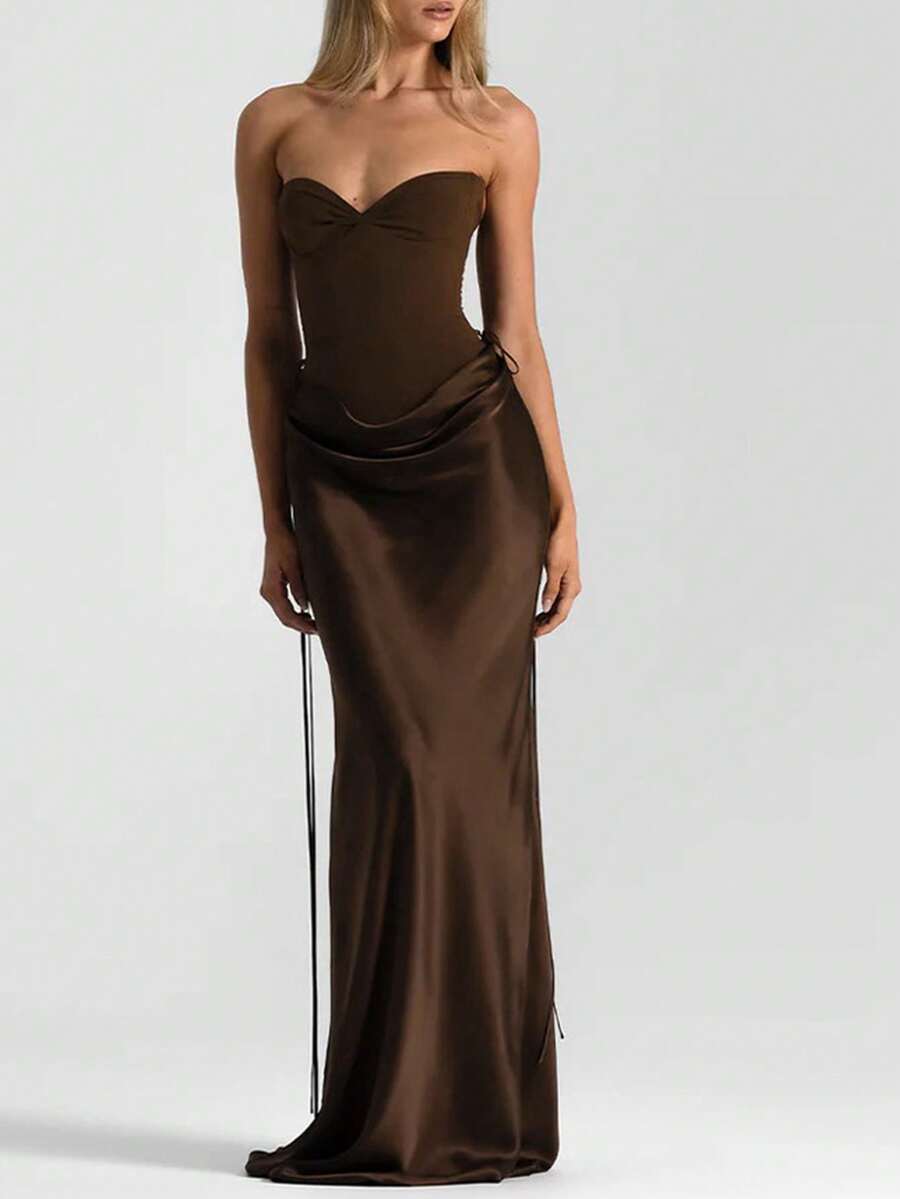 Noa Capri — Strapless Bodysuit Ruched Maxi Skirt Set, alternate view 2