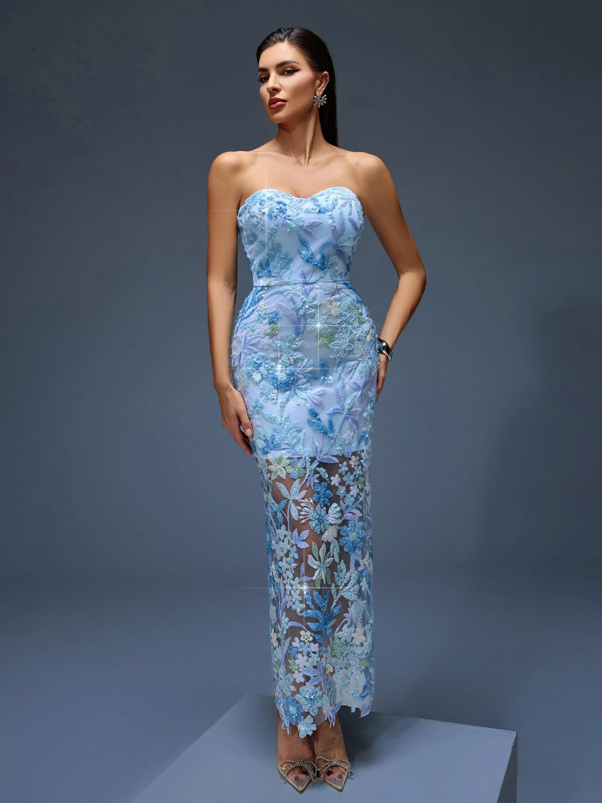 Dahlia — Blue Formal Evening Gown, alternate view 6