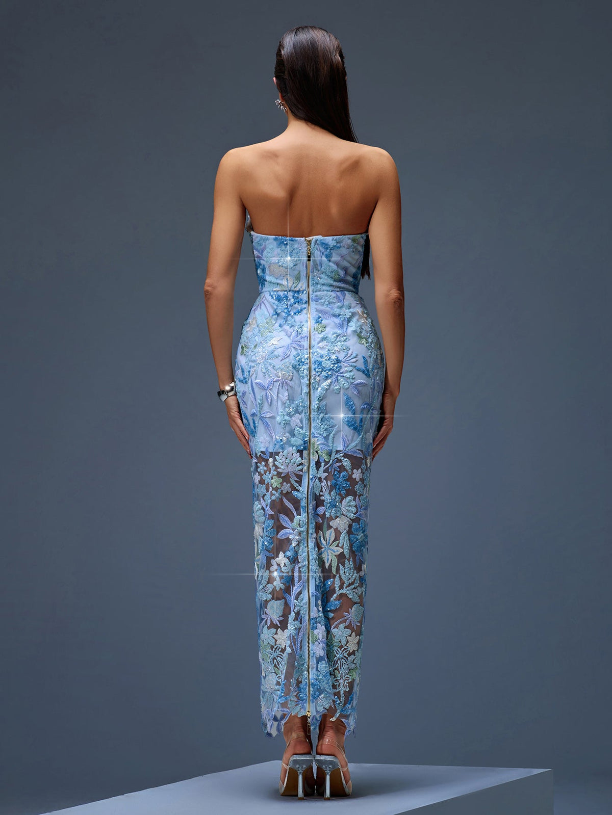 Dahlia — Blue Formal Evening Gown, alternate view 5
