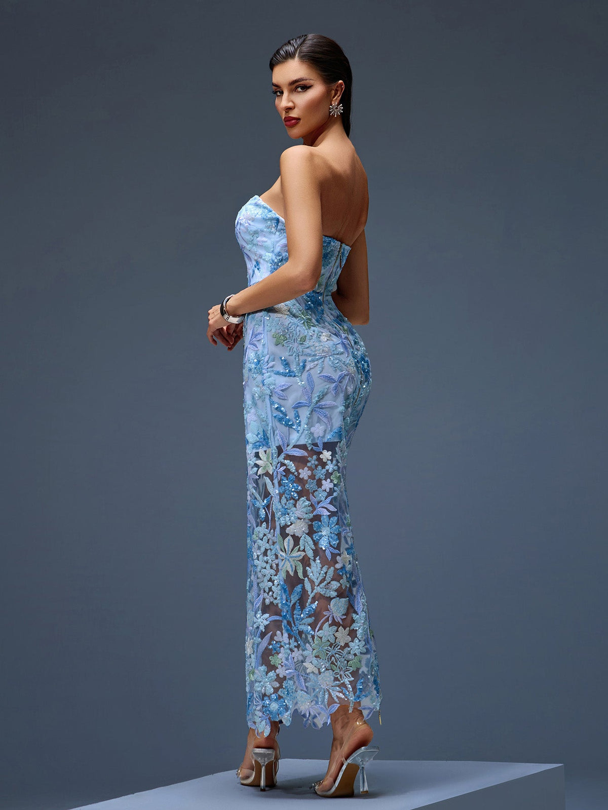Dahlia — Blue Formal Evening Gown, alternate view 3