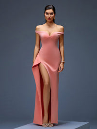 Selene Montclair — Elegant and Comfortable Asymmetric Off-Shoulder Maxi Dress